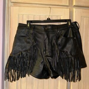 Black fringe shorts